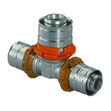 Uponor MLC пресс тройник редукционный латунь 16-20-16, артикул 1014923