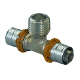 Uponor MLC пресс тройник с наружной резьбой латунь 25-3/4 НР-25, артикул 1015038