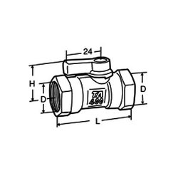 Tour & Andersson Шаровый кран TA400, с синей ручкой, DN15, внутренняя резьба G1/2", PN10, AMETAL, 58403615