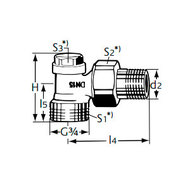 Heimeier Радиаторный запорно-регулирующий клапан с функцией дренажа REGULUX, DN15(1/2"), с наружной резьбой, угловой, никел бронза, 0361-02.000