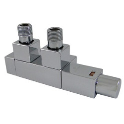 Комплект термостатический SCHLOSSER Duo-plex Square для пластиковых труб GZ1/2 х 16х2 хром (форма угловая, левый), арт. 605900071