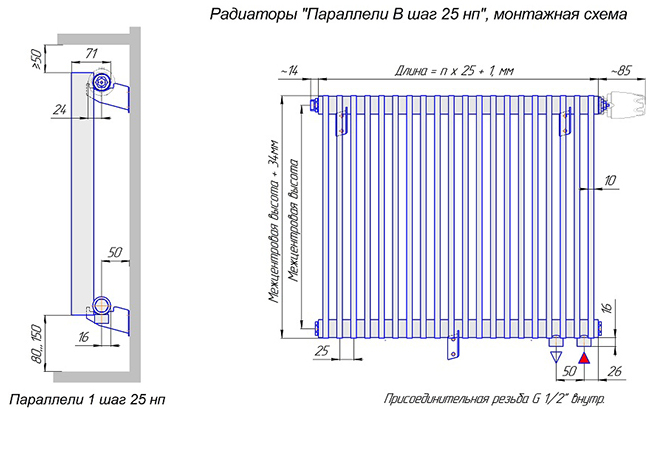 Параллели В1 шаг 25мм